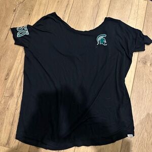 PINK Victoria's Secret Black Tee with Green Logo